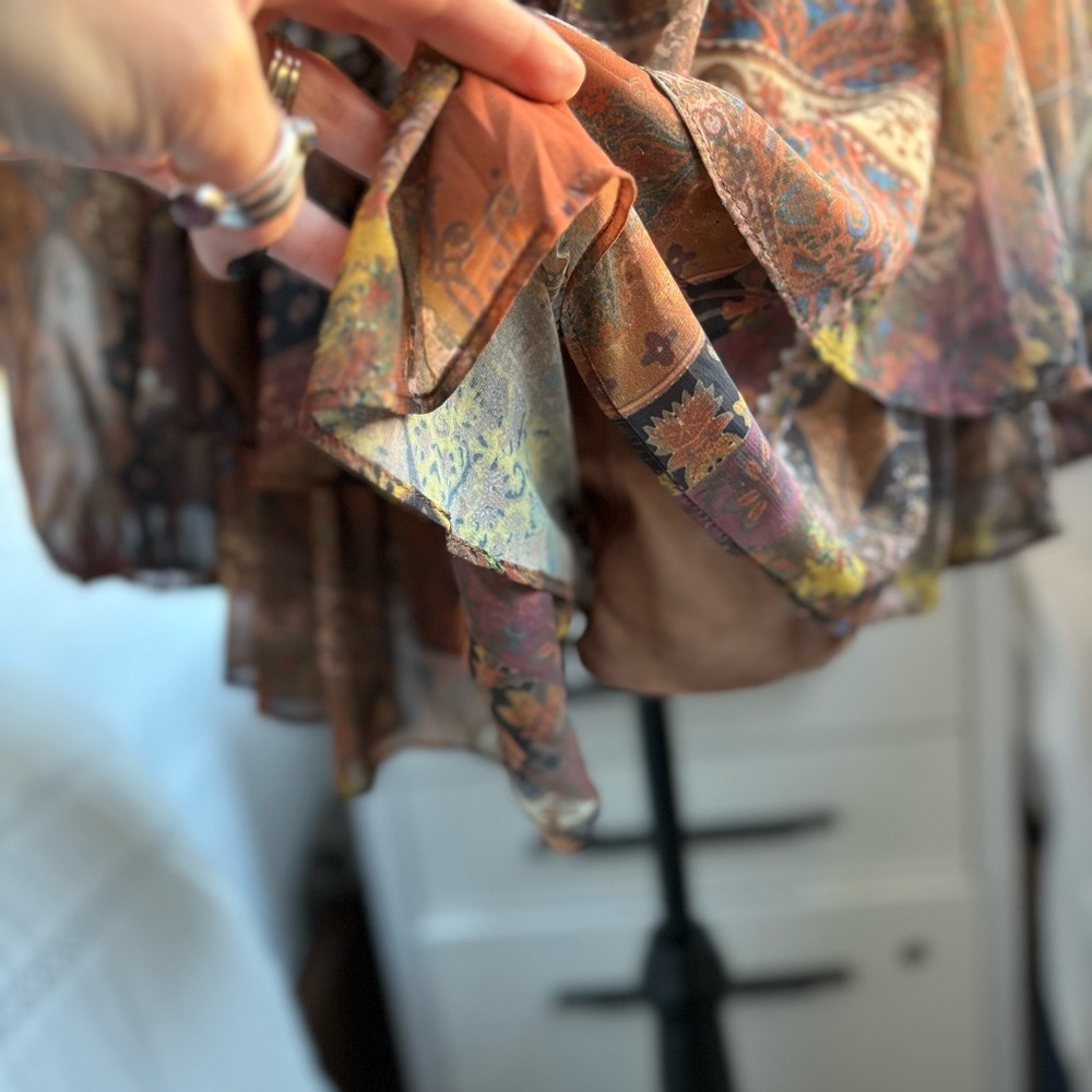 NWT Bluivy Multicolored Patchwork Paisley Long Sleeve Short Romper Smocked Waist - Picture 11 of 17